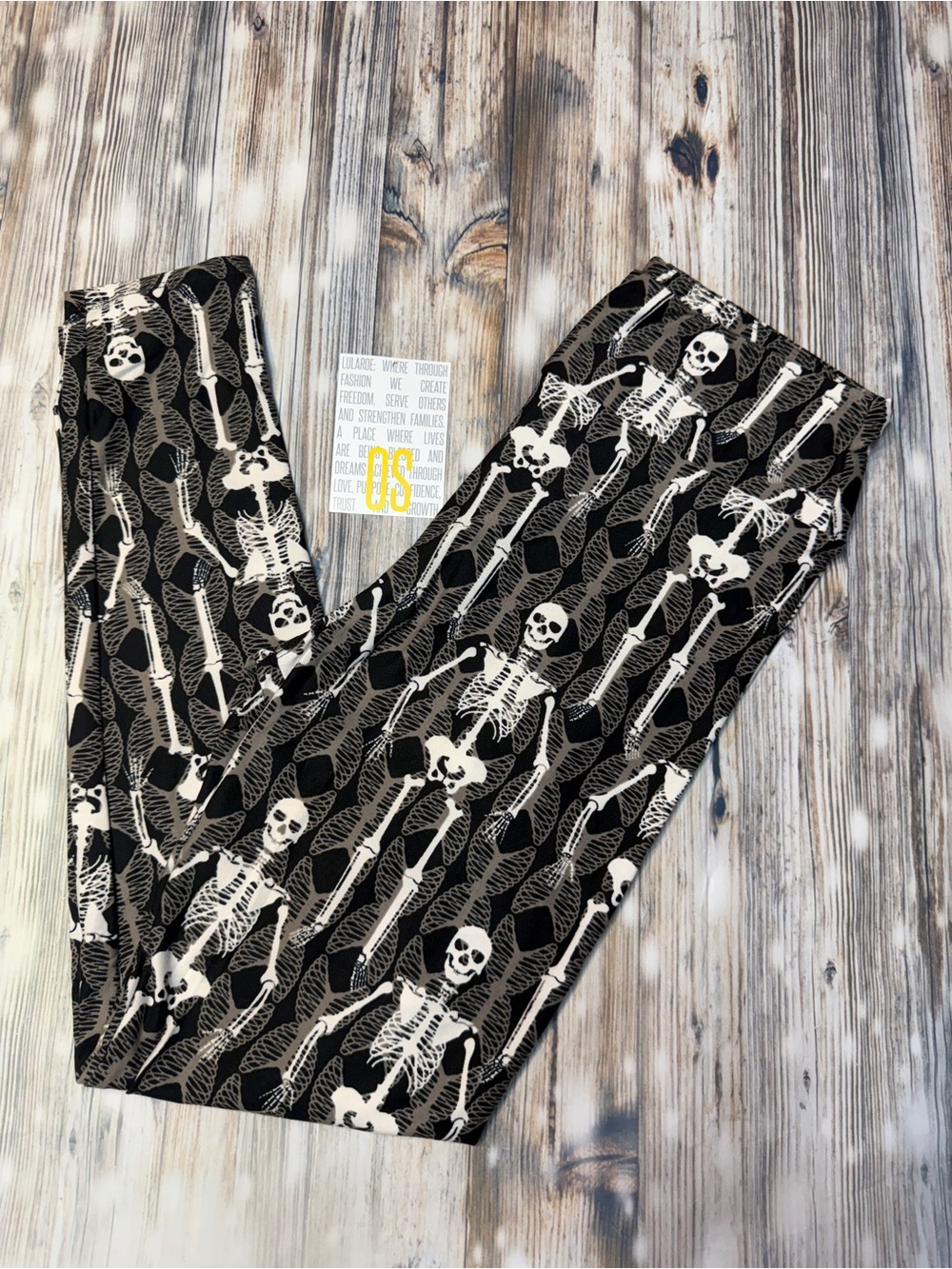 LuLaRoe Black Leggings with White Skeleton Print